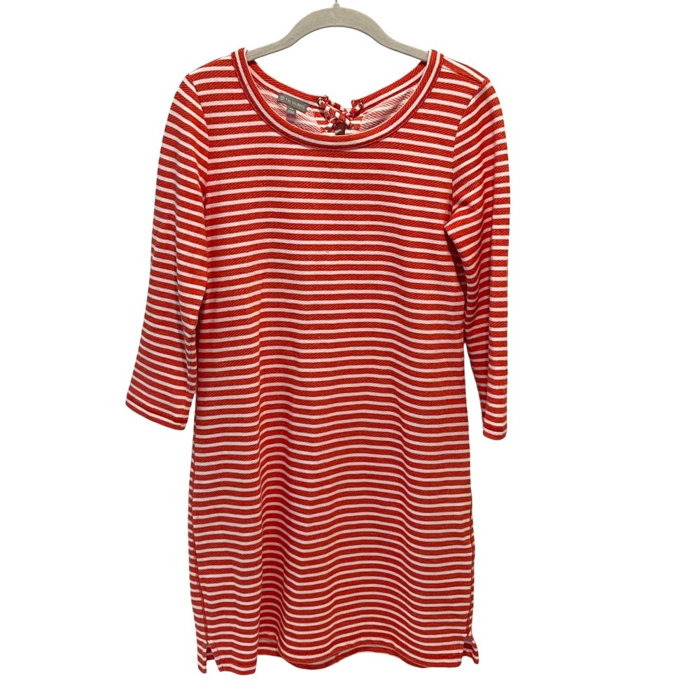 T‎ by Talbots T-Shirt Dress Womens XS Red White Nautical Lace Up Back Striped